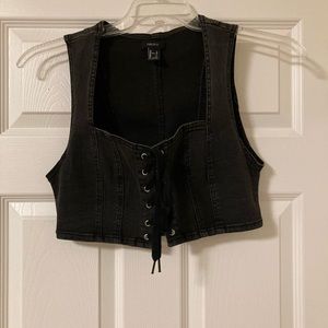 New without tags forever 21 black jean lace up crop top